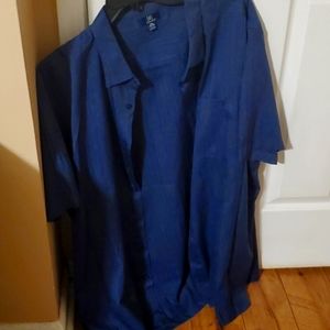 George Men's 3XL Blue Short-Sleeve Button Down Shirt